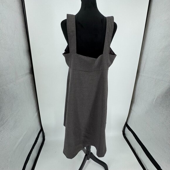 Womens Y2K Pinstripe Overall Dress Size L Empire Waist Square Neck 90s Preppy - Picture 6 of 7